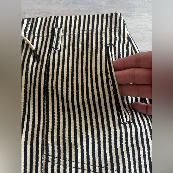 NWOT MADEWELL Cream + Black Engineer Stripe Lace Up Pencil Mini Skirt Size 4 - Picture 3 of 7
